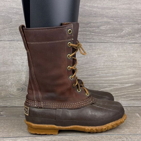 LL Bean Maine Hunting Shoe Men’s Sz 5D Brown Leather 8-Eye Waterproof Duck Boots - Picture 1 of 12